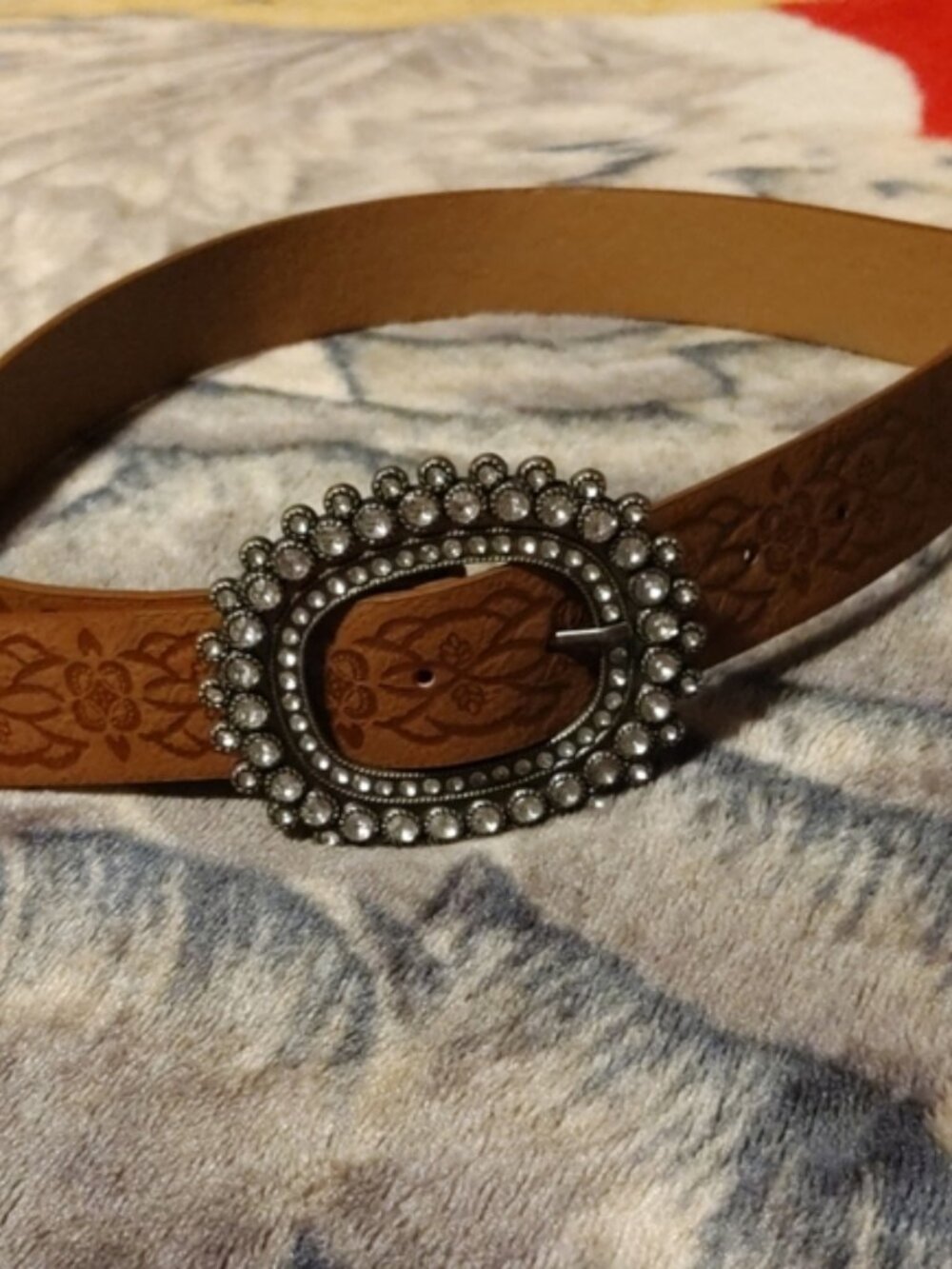 Western Rhinestone Buckle Belt Sz. 3